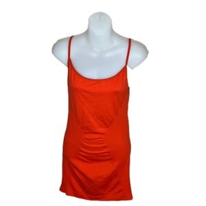 Bisou Bisou Orange BodyCon Ribbed Hips Strap Dress